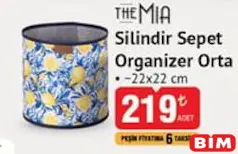 THE MİA SİLİNDİR SEPET ORGANİZER ORTA 22X22 CM